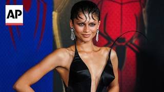 Zendaya at 'Spider-Man: Brand New Day' premiere in all-black dress with spider flourishes