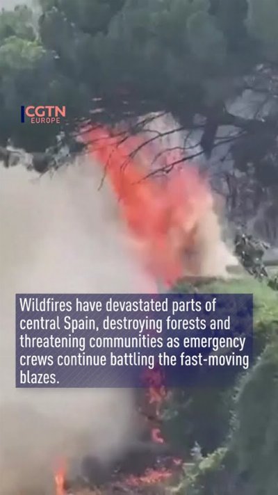 Wildfires leave trail of destruction across central Spain #worldnow