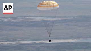 US astronaut and Russian cosmonauts land in Kazakhstan after 8 months on space station