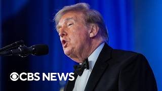 Trump speaks at the rescheduled White House Correspondents' dinner