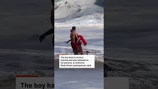 Lifeguard rescues young boy from powerful waves on California beach