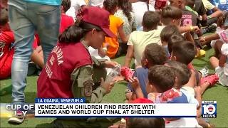 Thousands of displaced families in Venezuela gather to watch World Cup Final