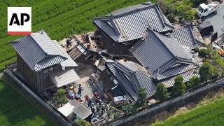 Japan earthquake: Aerial shots show trains derailed, buildings damaged in Kumamoto
