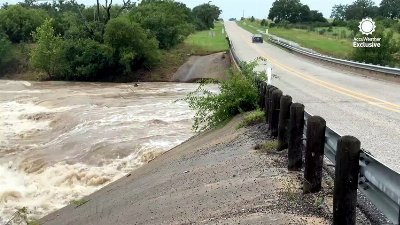 Roadways damaged as rivers overflow in Texas