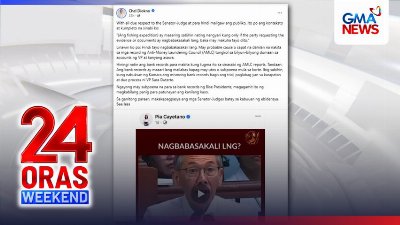 Sen.-Judge P. Cayetano, nagpost ng video ng diskusyon sa trial nina Rep. Diokno at Sen.-Judge A. Cayetano; may text na “walang mga ebidensiya pero nag-aakusa na” | 24 Oras Weekend