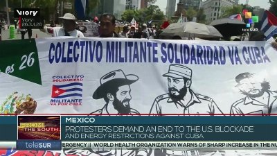 Mexico | Protesters demand an end to the US blockade and energy restrictions against Cuba