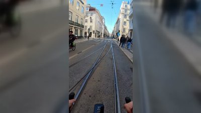 Biker Crashes After Tyre Gets Caught in Lisbon Tram Tracks