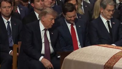 Trump offers mints to Vance during Lindsey Graham’s funeral service