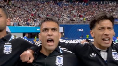 England and Argentina national anthems drowned out by opposing fans
