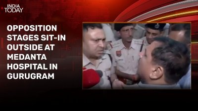 Opposition stages sit-in outside Gurugram hospital, demands Pradhan's resignation