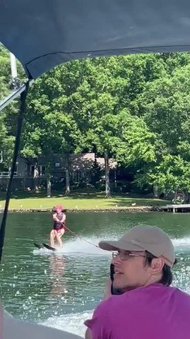 Woman Falls Hard While Waterskiing on Lake
