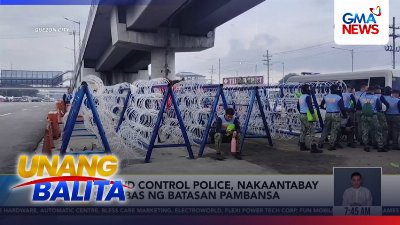 Crowd control police, nakaantabay sa labas ng Batasan Pambansa | Unang Balita