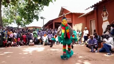 Masked performers fill Porto-Novo streets in Benin festival