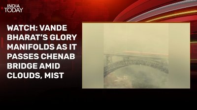 Watch: Vande Bharat glides over Chenab Rail Bridge amid monsoon mist